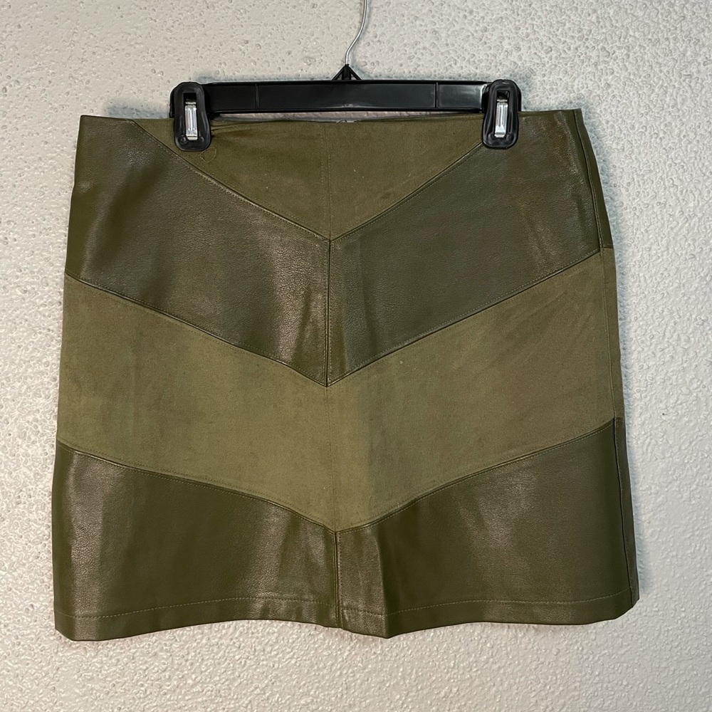 Leather/ Suede Green Mini Skirt